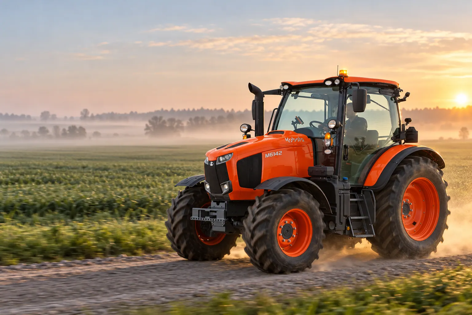 Kubota M6 serija, traktor na poljskom putu uz polje