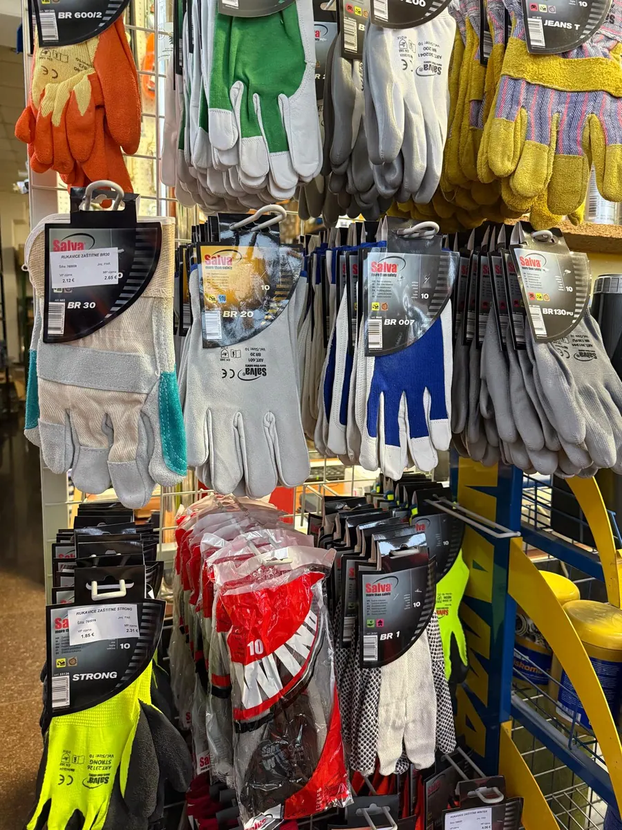 Work gloves on a stand