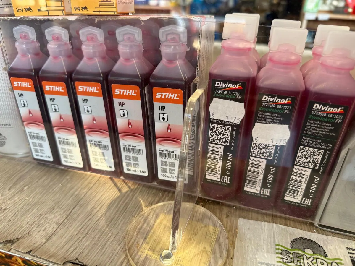 Two-stroke engine oils in bottles