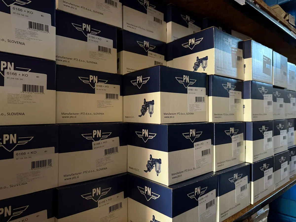 Stacked boxes of PN spare parts