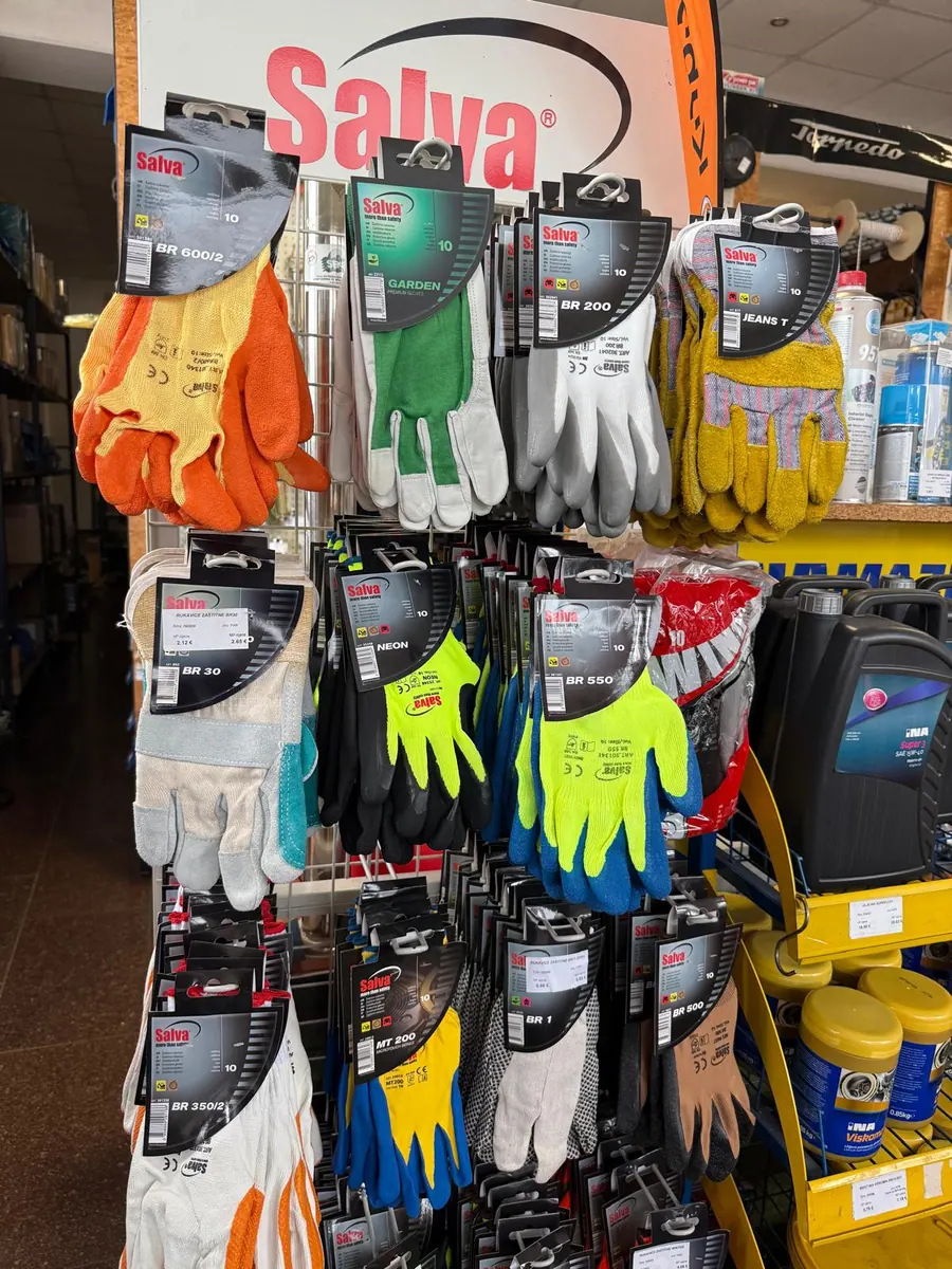 Work gloves on a stand
