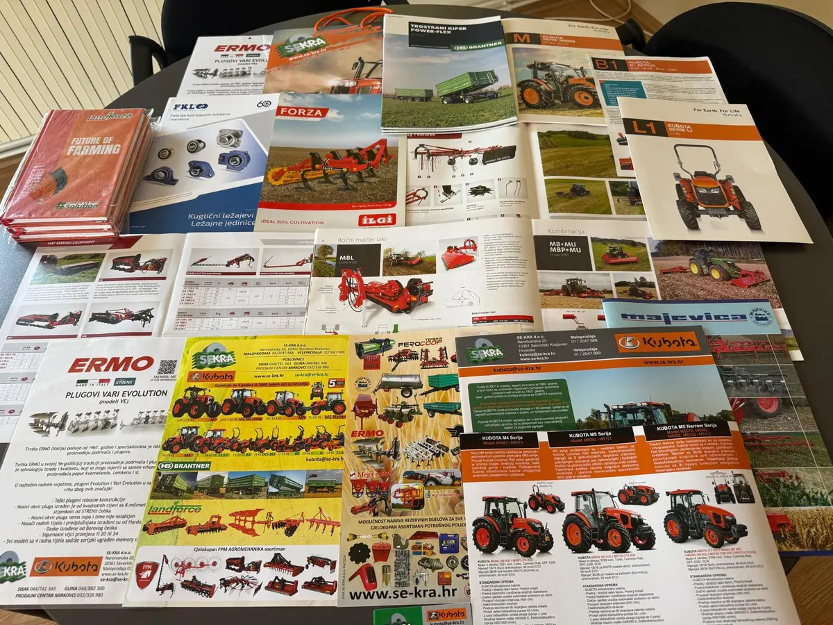 Manufacturer catalogues and brochures on a table